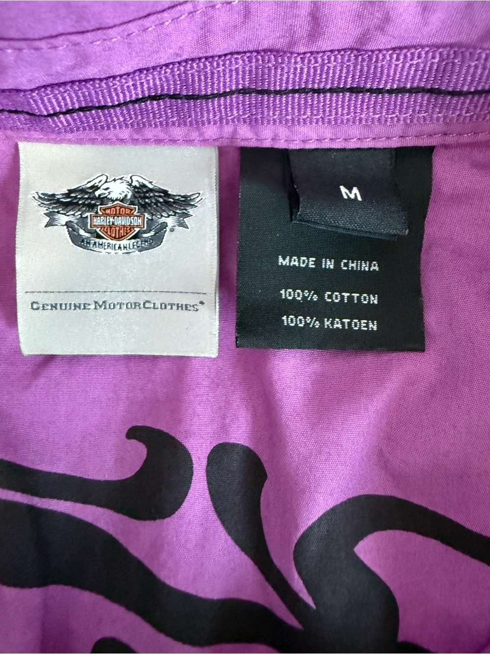 Harley-Davidson Purple Graphic Print Short Sleeve Button Front Shirt Medium Y2K - Picture 3 of 5